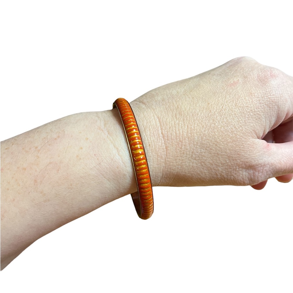 Vintage Renoir Matisse Orange Enamel Copper Bracelet - Picture 3 of 6